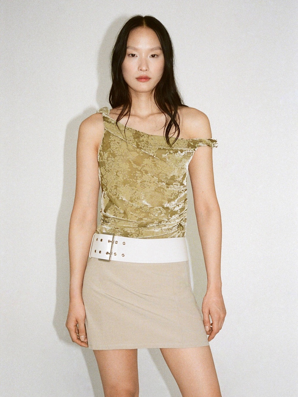Mango DRAPED TOP WITH VELVET DETAIL